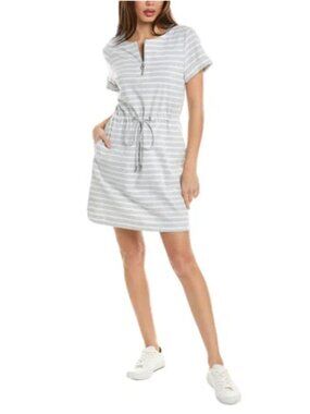 TOMMY BAHAMA Jovanna Stripe Zip Front Mini Dress In Grey White Stripe, NEW, XL